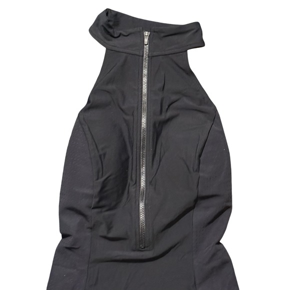 Athleta Bonaire Black High Neck Zip Front Sleek One Piece Bathing Suit - Picture 3 of 6